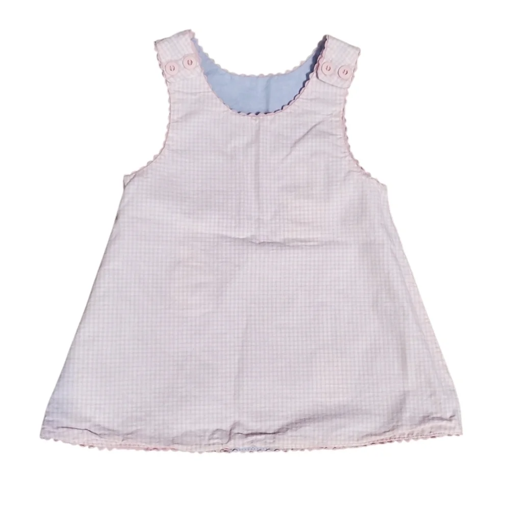 Vintage Girls Easter Bunny Applique Reversible Jumper Dress 24M 2T